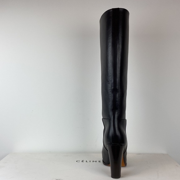 Celine Black Leather heeled boots in size 38.5 - Picture 4 of 14